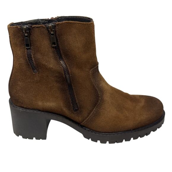 Eric Michael Caressa Suede Heeled Ankle Boots Brown Chinky Zip Boho Size 40 9.5 - Picture 5 of 13